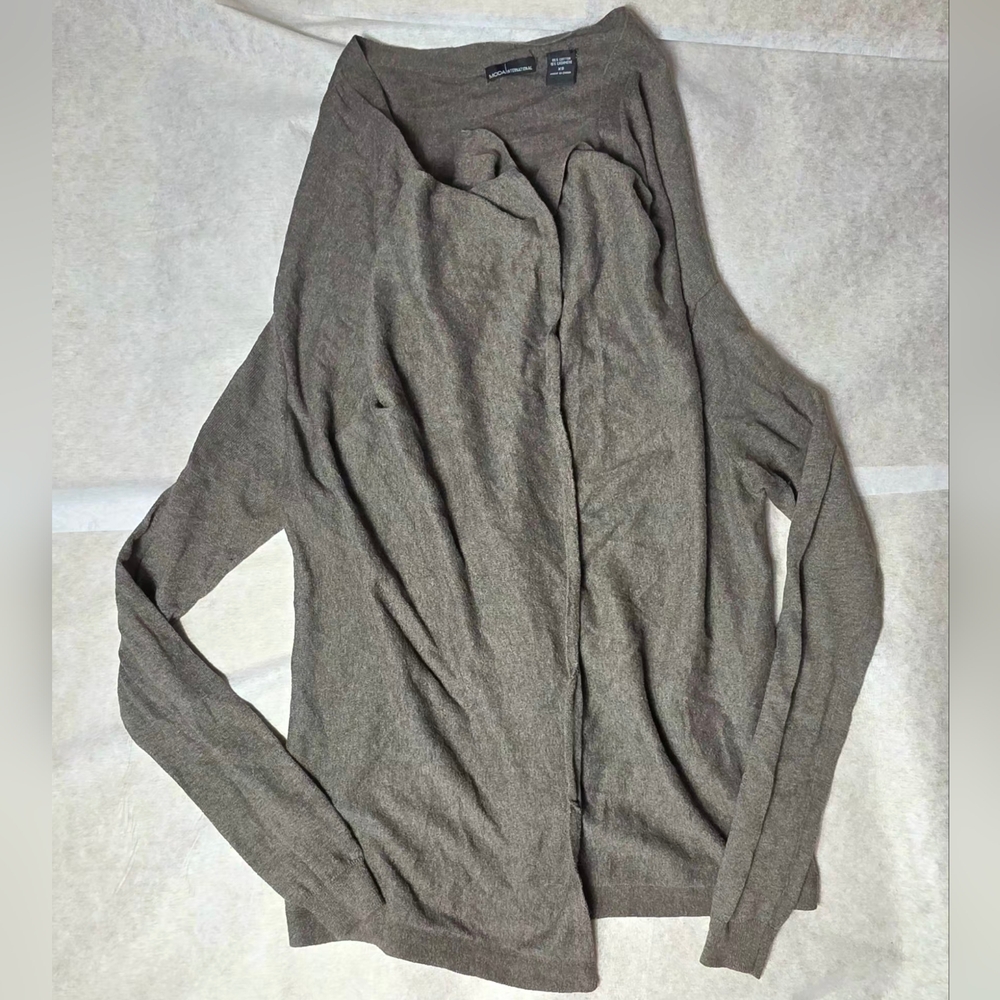 Moda International Brown Cotton and Cashmere Open Cardigan XS